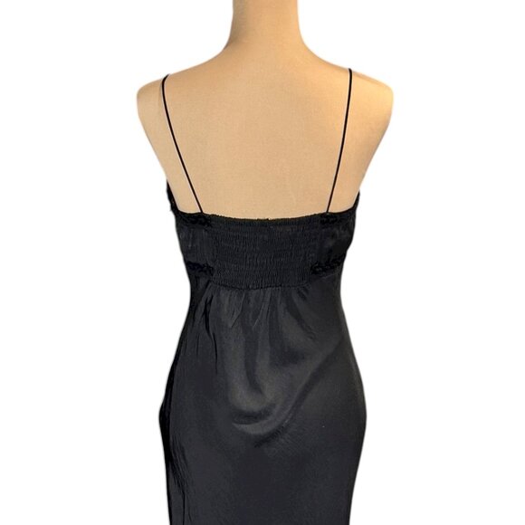 Princess PollyEmily Maxi Slip Dress SZ 8 Black Satin Gothic Whimsigoth Party - Picture 5 of 16
